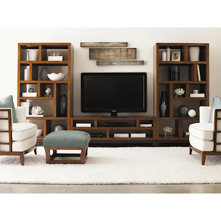Pacifica Entertainment Console & Two Tradewinds Bookcases/Etegeres Wall Unit